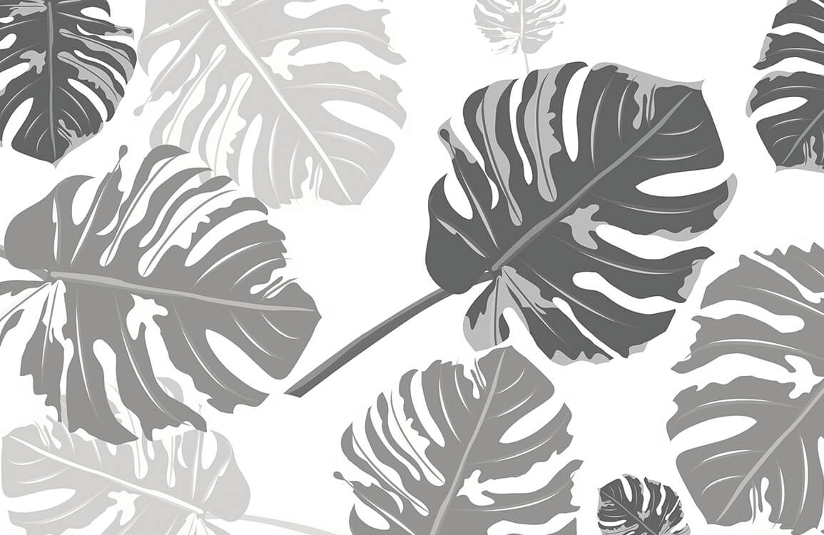 Papier peint mural feuilles grises - Le meilleur Papier peint panoramique Sur mesure