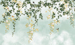 Peint mural feuilles pleureuses vertes pour une chambre sereine - Vignette | Mr Papier Peint