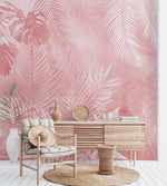 Rêve d’Enfant sous Feuilles Tropicales Roses Papier Peint Mural - Vignette | Mr Papier Peint