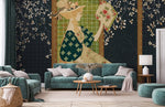Peint mural fille lisant sous vignes florales et élégance sarcelle - Vignette | Mr Papier Peint