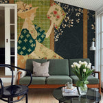 Peint mural fille lisant sous vignes florales et élégance sarcelle - Vignette | Mr Papier Peint