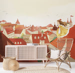 Papier peint mural Fille sur le toit rêve et poésie pour votre espace - Vignette | Mr Papier Peint