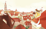 Papier peint mural Fille sur le toit rêve et poésie pour votre espace - Vignette | Mr Papier Peint