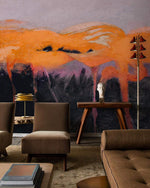 Papier peint mural Flamants Rouges envol artistique et couleurs vibrantes - Vignette | Mr Papier Peint