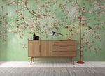 Peint mural fleurs Jardin Secret en Vert et Bois - Vignette | Mr Papier Peint