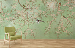 Peint mural fleurs Jardin Secret en Vert et Bois - Vignette | Mr Papier Peint