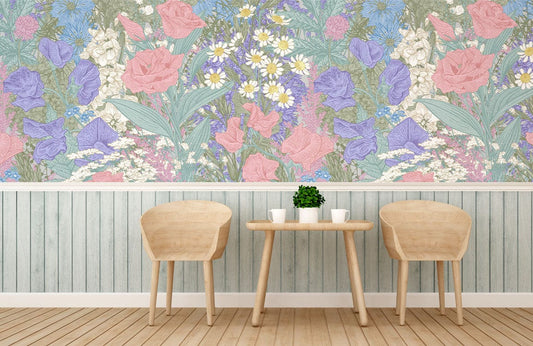 Papier peint mural Fleurs denses et rêveuses - Le meilleur Papier peint panoramique Sur mesure