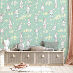 Papier Peint Mural Fleurs & Lapins - Vignette | Mr Papier Peint