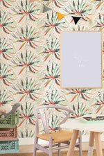 Papier peint mural fleurs oscillantes et feuilles de palmier tropicales - Vignette | Mr Papier Peint