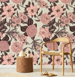 Papier Peint Mural Fleurs Roses Rétro - Vignette | Mr Papier Peint