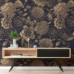 Papier peint mural fleurs vintage dorées pour une élégance intemporelle - Vignette | Mr Papier Peint