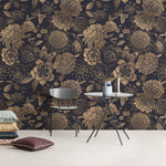 Papier peint mural fleurs vintage dorées pour une élégance intemporelle - Vignette | Mr Papier Peint
