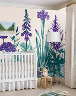 Papier peint mural Fleurs Violettes & Turquoise - Vignette | Mr Papier Peint