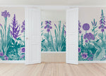 Papier peint mural Fleurs Violettes & Turquoise - Vignette | Mr Papier Peint