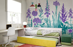 Papier peint mural Fleurs Violettes & Turquoise - Vignette | Mr Papier Peint