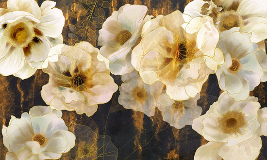 MESOAR Papier Peint Bordure Floral 3D Doré - Autocollant PVC 10cm X 5m - Déco Murale Salle De Bain/Salon