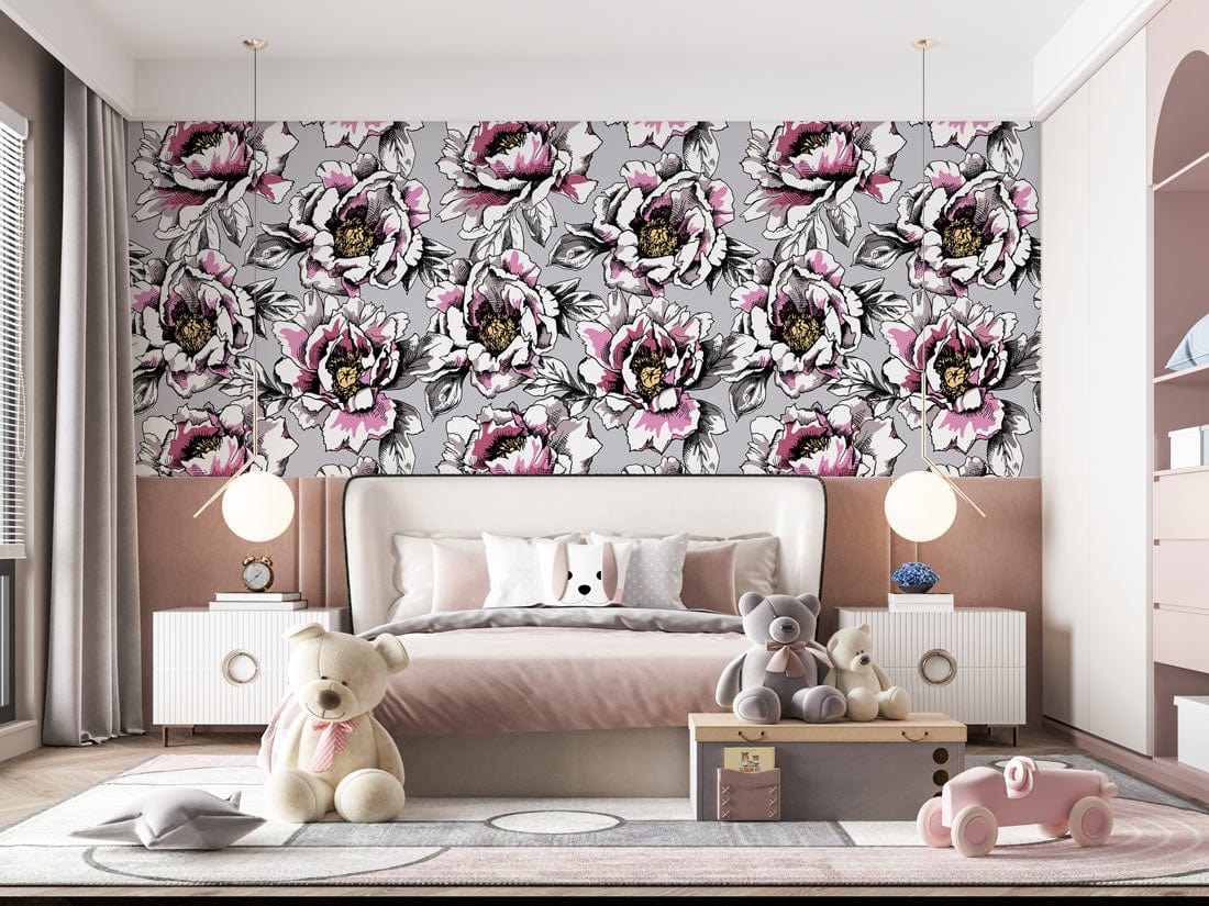 Papier peint mural floral monochrome moderne - Le meilleur Papier peint panoramique Sur mesure