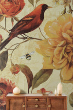 Éclat doré sur murs Peint mural floral vintage jaune - Vignette | Mr Papier Peint