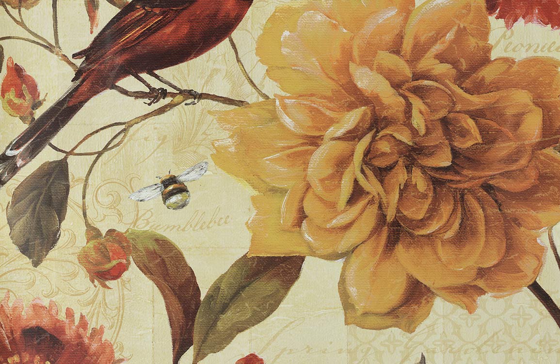 Papier peint mural floral vintage jaune - Le meilleur Papier peint panoramique Sur mesure