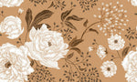 Peint mural fluorescent Pivoines Blanches et Feuillage sur Fond Beige - Vignette | Mr Papier Peint