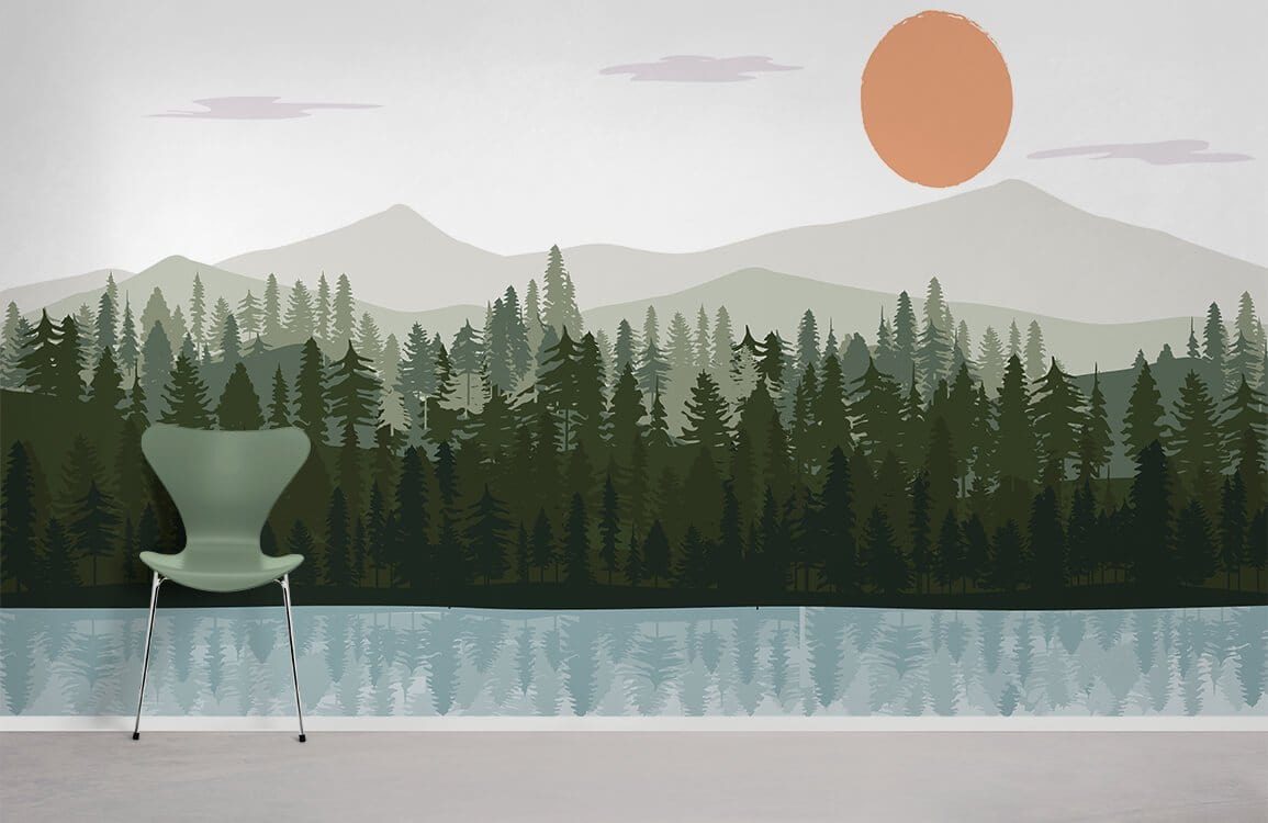 Papier peint mural Forêt au lever du soleil - Le meilleur Papier peint panoramique Sur mesure