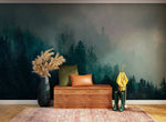 Papier peint mural forêt brumeuse verte ombrée - Vignette | Mr Papier Peint