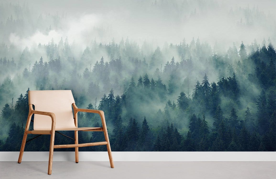 Papier Peint Mural Forêt de Brume - Le meilleur Papier peint panoramique Sur mesure