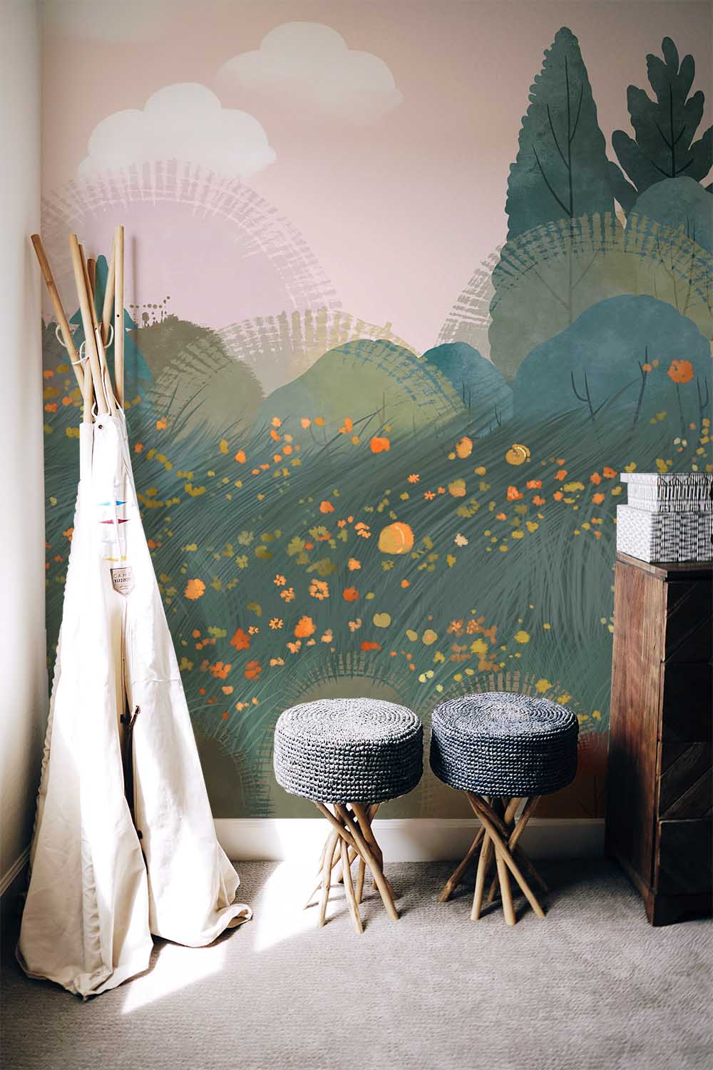 Papier peint mural Forêt de dessins animés - Le meilleur Papier peint panoramique Sur mesure