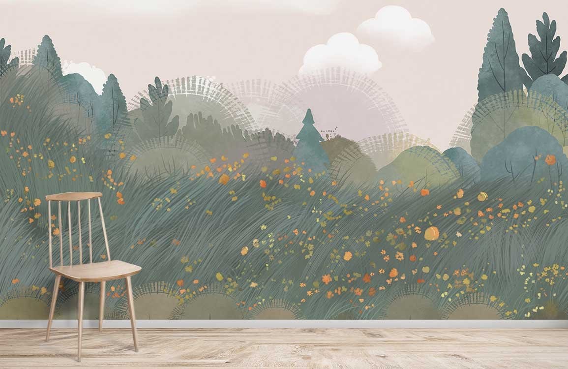 Papier peint mural Forêt de dessins animés - Le meilleur Papier peint panoramique Sur mesure
