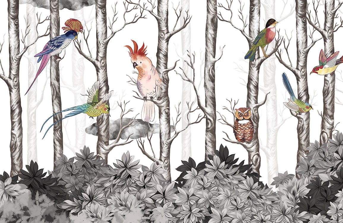 Papier peint mural Forêt des Oiseaux II - Le meilleur Papier peint panoramique Sur mesure