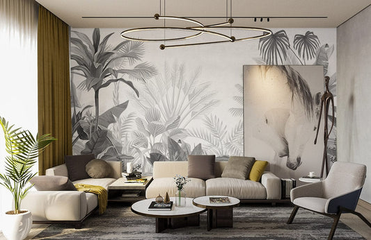 Papier peint mural forêt noir et blanc - Le meilleur Papier peint panoramique Sur mesure