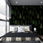 Papier peint mural forêt vert foncé - Vignette | Mr Papier Peint