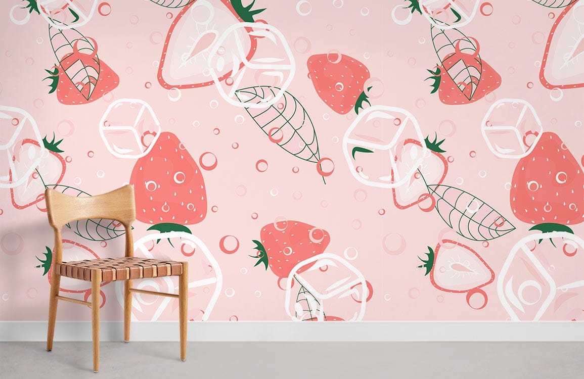 Papier Peint Mural Fraises à la Menthe - Le meilleur Papier peint panoramique Sur mesure