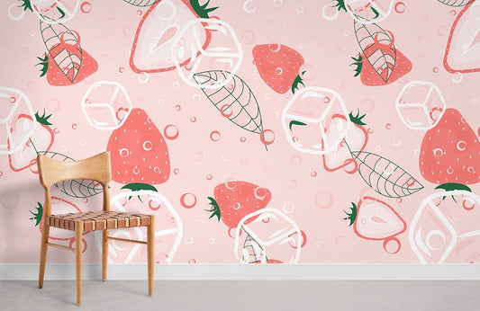 Papier Peint Mural Fraises à la Menthe - Le meilleur Papier peint panoramique Sur mesure