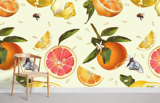 Papier peint mural fruits et insectes - Le meilleur Papier peint panoramique Sur mesure