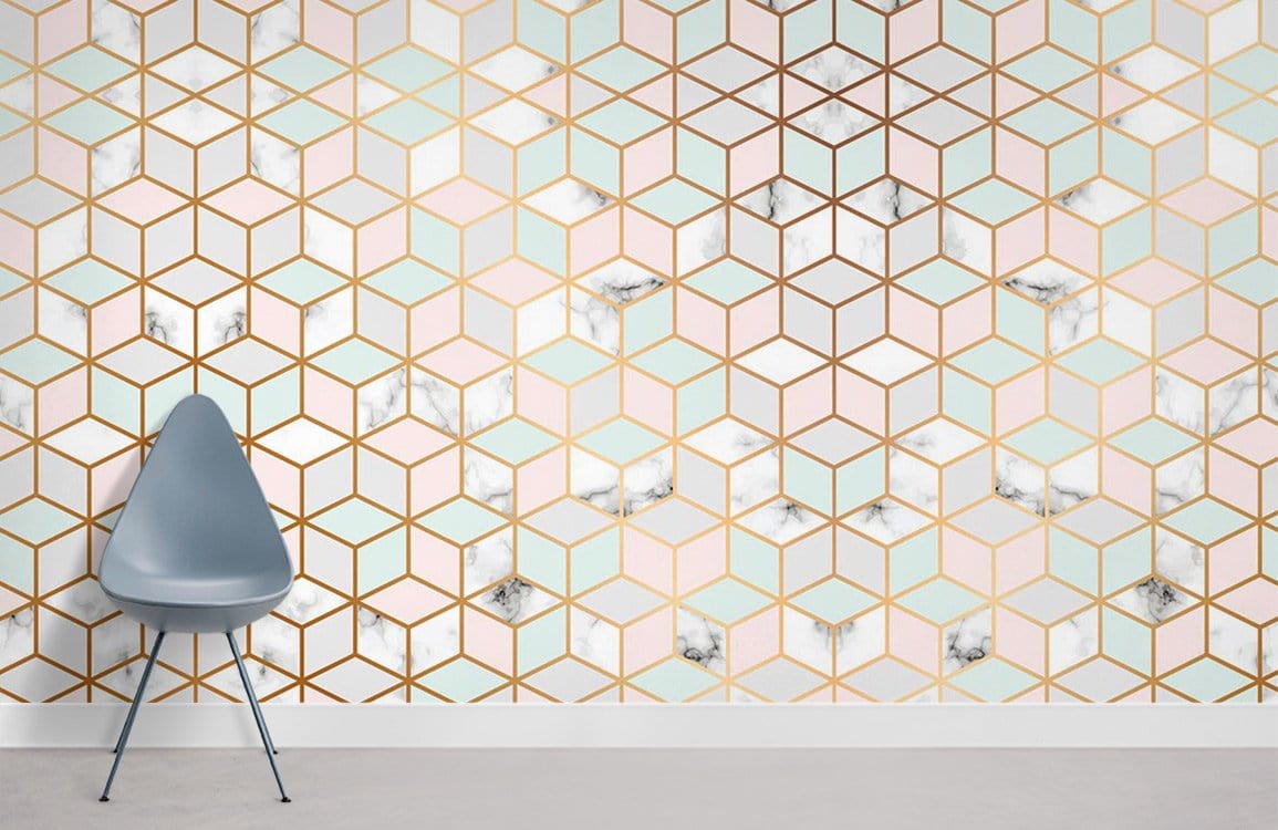 Papier peint mural géométrique régulier en marbre - Le meilleur Papier peint panoramique Sur mesure