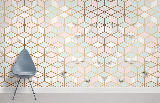 Papier peint mural géométrique régulier en marbre - Le meilleur Papier peint panoramique Sur mesure