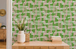 Papier peint mural géométrique vert et rose - Vignette | Mr Papier Peint