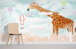 Papier peint mural girafe et ballon de 80 caractères - Vignette | Mr Papier Peint