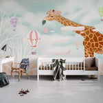 Papier peint mural girafe et ballon de 80 caractères - Vignette | Mr Papier Peint