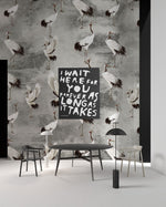 Papier Peint Mural Gris Élégant de Grues - Vignette | Mr Papier Peint