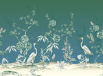 Papier peint mural Grues sereines et fleurs - Vignette | Mr Papier Peint