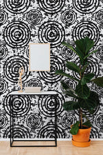 Papier peint mural grunge cercle noir et blanc audace artistique - Vignette | Mr Papier Peint