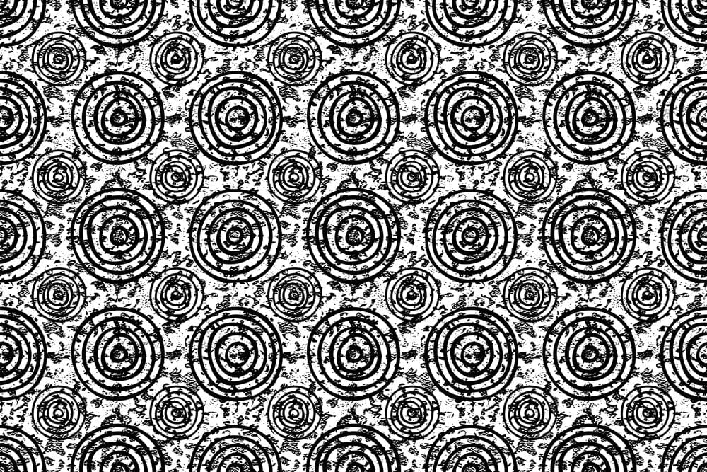 Papier peint mural grunge avec motif répétitif de cercles concentriques et texture distressée
