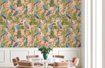 Papier peint mural hérons bleus sur fond rose et feuillage exotique - Vignette | Mr Papier Peint