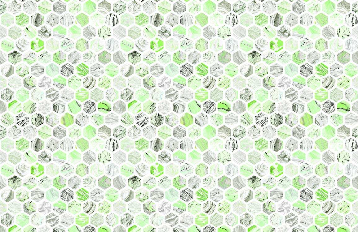 Papier peint mural hexagone vert - Le meilleur Papier peint panoramique Sur mesure