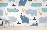 Papier Peint Mural Hippopotame Bleu & Crocodile - Vignette | Mr Papier Peint