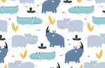 Papier Peint Mural Hippopotame Bleu & Crocodile - Vignette | Mr Papier Peint