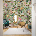 Papier peint mural botanique et animalier en palette sourde - Vignette | Mr Papier Peint