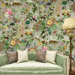 Papier peint mural botanique et animalier en palette sourde - Vignette | Mr Papier Peint